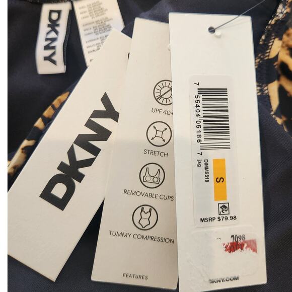 NWT DKNY Twist Front Shirred Keyhole One Piece Swimsuit Leopard S - Picture 7 of 8